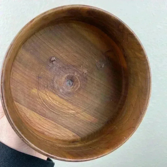 VTG Goblet Pedestal Bowl Hand Turned Wood Display Shelf Decor Eclectic Witchy - Picture 10 of 13